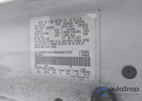 1992 Ford Explorer z USA, uszkodzony, nr VIN 1FMDU32X6NUD81737